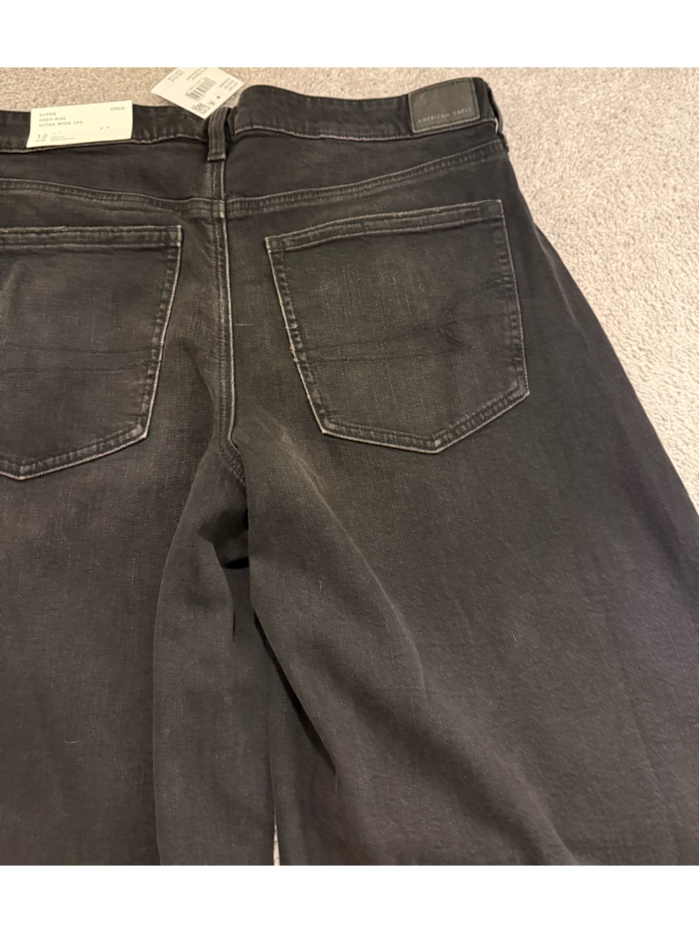 NWT Sz 12R American Eagle "Strigid" Super High Rise Ultra-Wide Leg Charcoal Jean - Picture 13 of 15